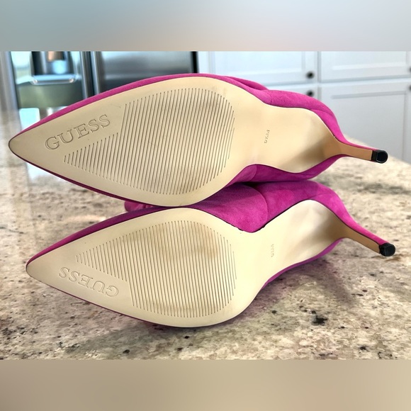 Guess Pink Suede Slouchy Heeled Boots - Picture 12 of 16